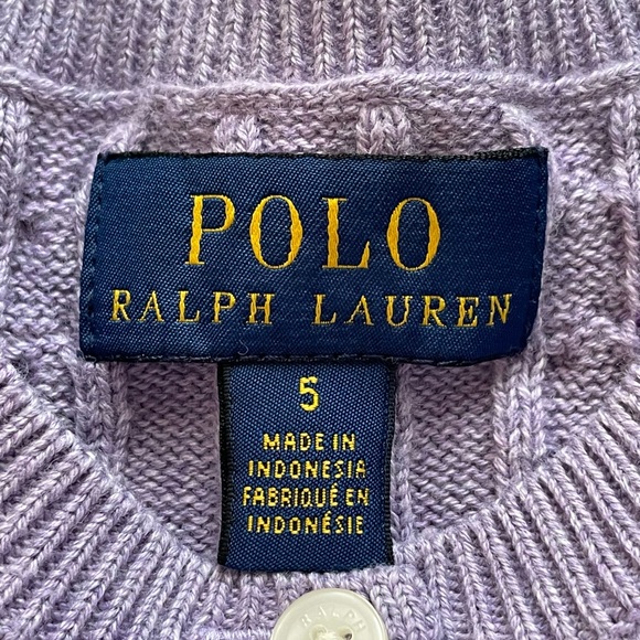 Polo Ralph Lauren Cable Sweater 5 Purple Cotton Long Sleeves - Picture 3 of 5